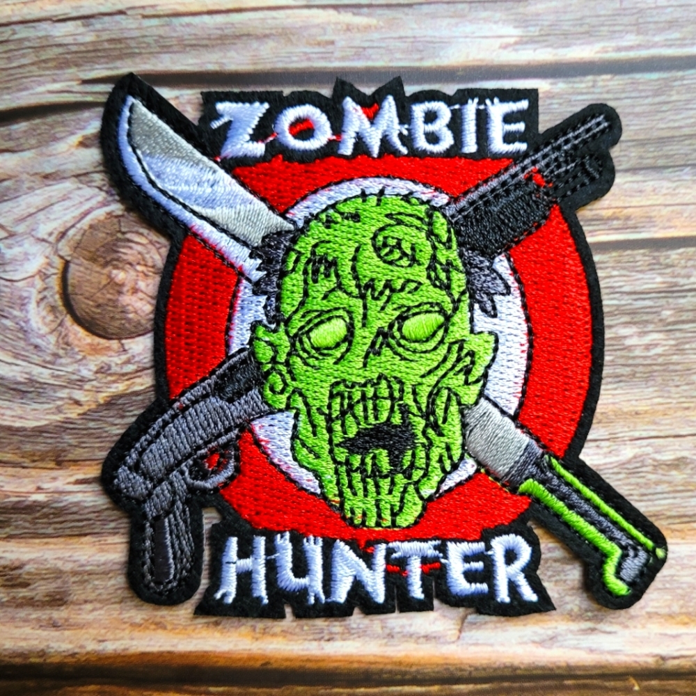 Zombie Hunter Horror Goth Punk Embroidered Iron on Patch